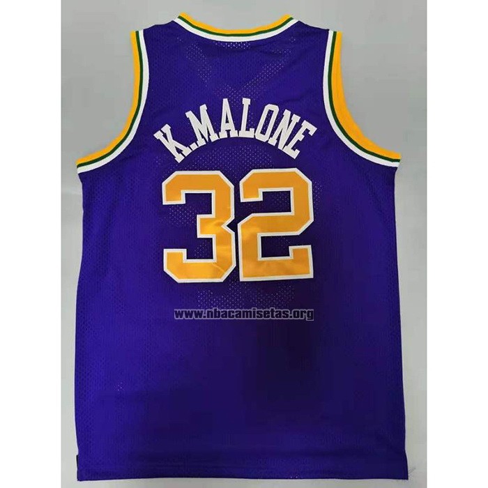 Camiseta Utah Jazz Karl Malone NO 32 Mitchell & Ness 1991-92  Violeta